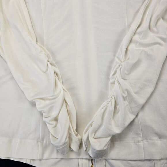 Linea by Louis Dell'olio White Gathered Zip Front jacket Size L - Picture 3 of 4